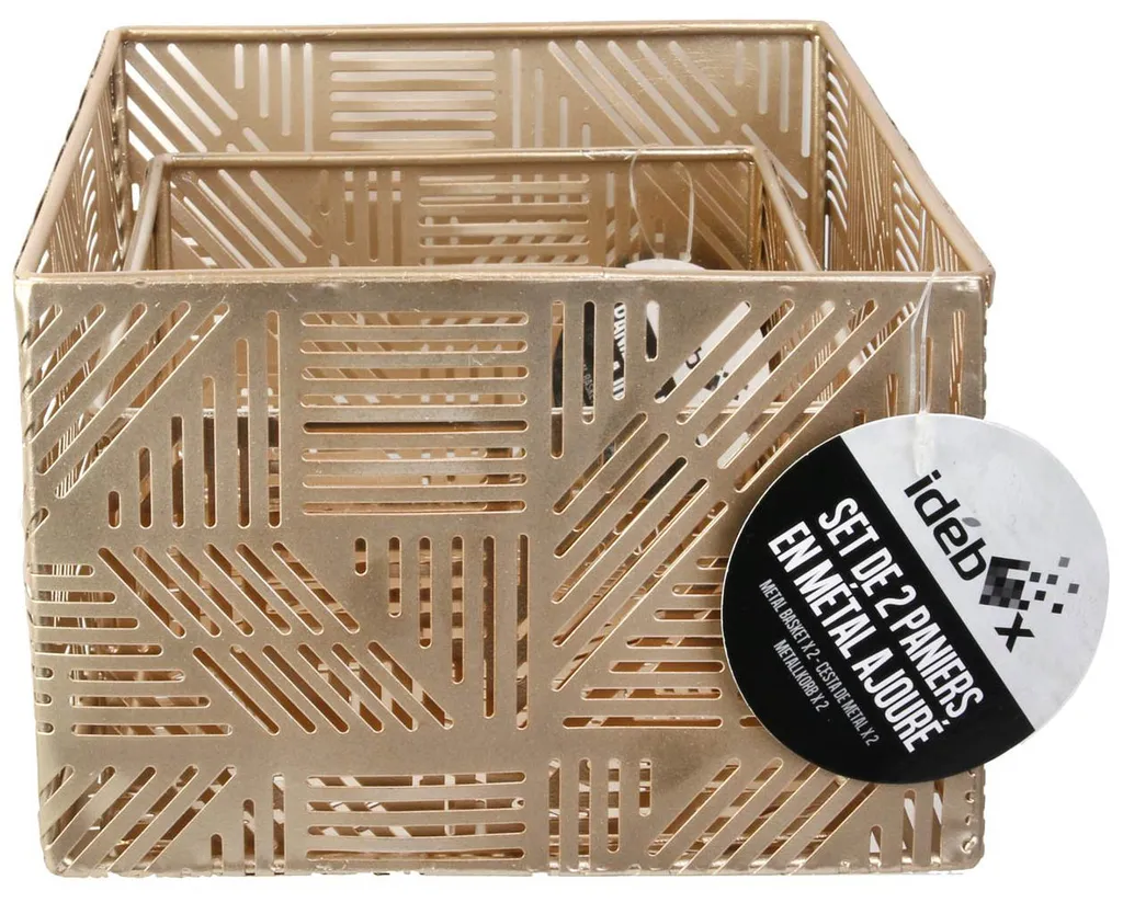Idebox Ordnungskorb Aus Durchbrochenem Goldfarbenem Metall (Doppelpack) – Bild 4