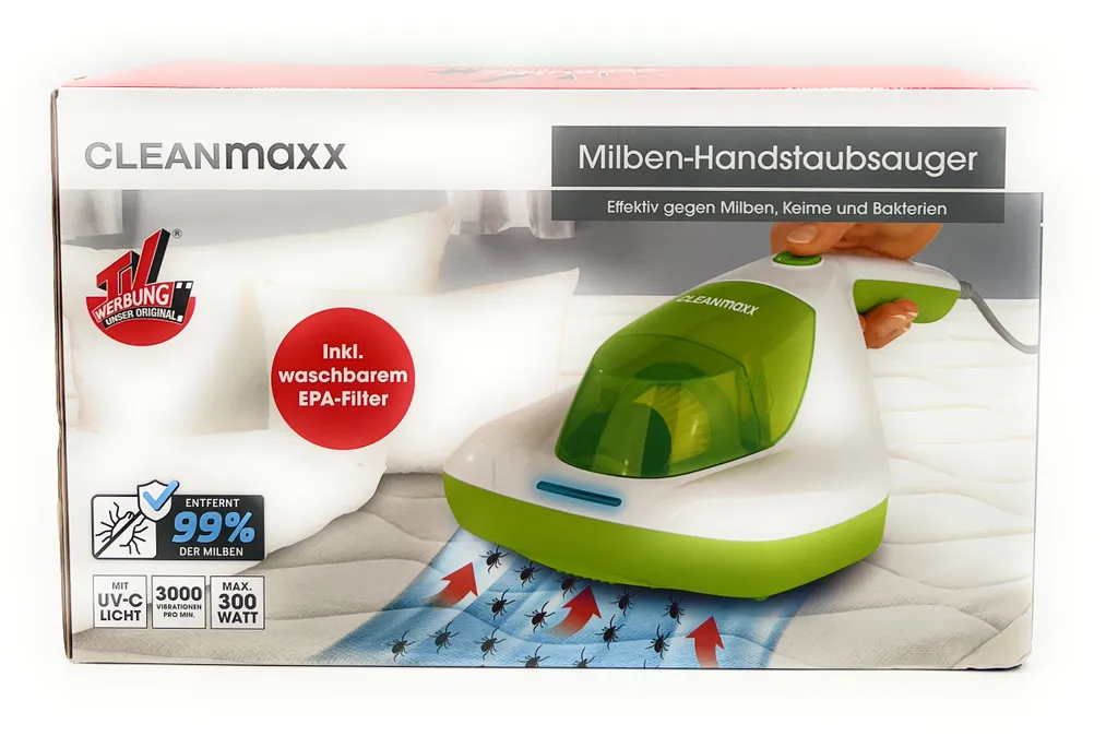 Maxxworld CLEANmaxx Milben-Handstaubsauger Kompakt Mit UV-C Licht - Weiß/limegreen – Bild 7
