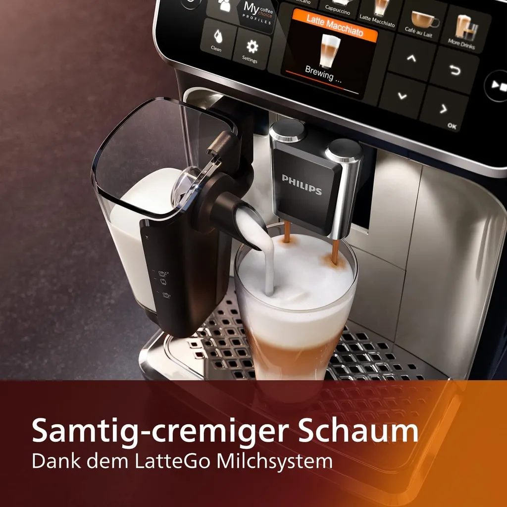 Rubies Does Not Apply Philips Series 5400 Kaffeevollautomat – Lattego Milchsystem, 12 Kaffeespezialitäten, Intuitives Display, 4 Benutzerprofile, Chrom (EP5447/90), Chrom / Einzigartig – Bild 9