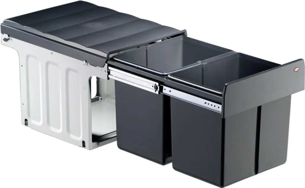 WESCO Einbau-Abfallsammler Double Master 40 DT - Silber/ Anthrazit, 32 Liter, Vollauszug – Bild 5