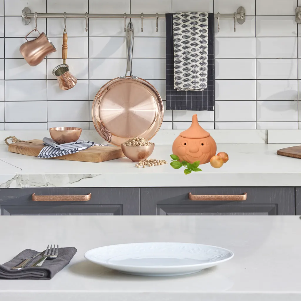 Mambocat Zwiebeltopf Onni Terrakotta Vorrats-Dose Mit Deckel Zur Aufbewahrung Von Ca. 900g Zwiebeln – Bild 6