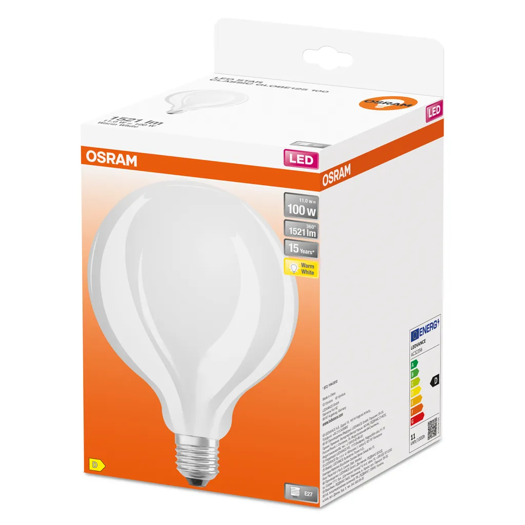 Osram LED Leuchtmittel Retro Classic E27 11W Warmweiß, Weiß-matt – Bild 4