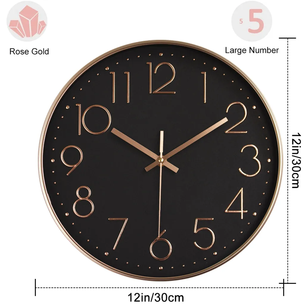 Longziming Wanduhr,30 Cm Silent Geräuschlos Wanduhr Quarz Batteriebetrieben Mit ABS-Rahmen HD-Glasabdeckung Für Kinder/Wohnzimmer/Schlafzimmer/Küche/Büro/Dekoration – Bild 3