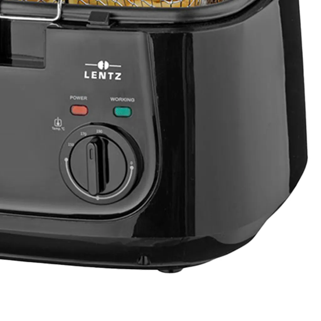 Lentz Kunststoff-Fritteuse 2,5 L,1800 Watt, Stufenlos Regelbares Thermostat, Schwarz – Bild 4