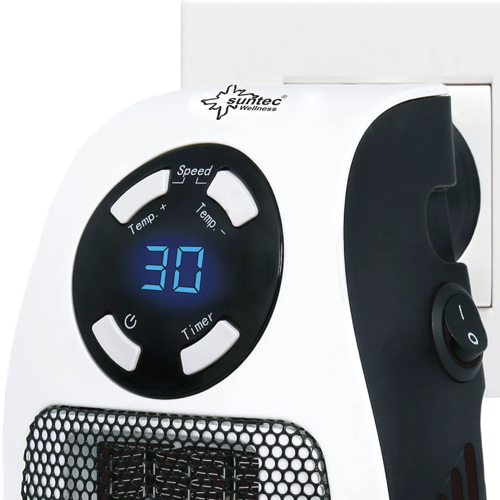SUNTEC PTC Heizlüfter Steckdosen-Heizung Plug-in - Mit Thermostat, Timer, 500 Watt | 2 Ventilationsstufen, Elektrische Heizlüftung | Räume Bis 13 M² | Perfekt Für Schlafzimmer, Büro, Wohnung – Bild 10