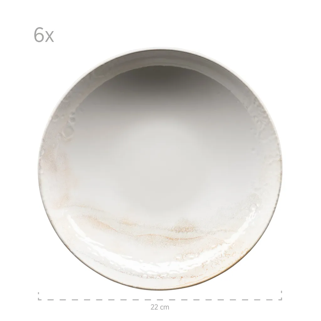 Maeser Mäser 931949 Tafelservice Ossia Für 6 Personen, Steinzeug, Weiß/beige (1 Set, 18-teilig) – Bild 4