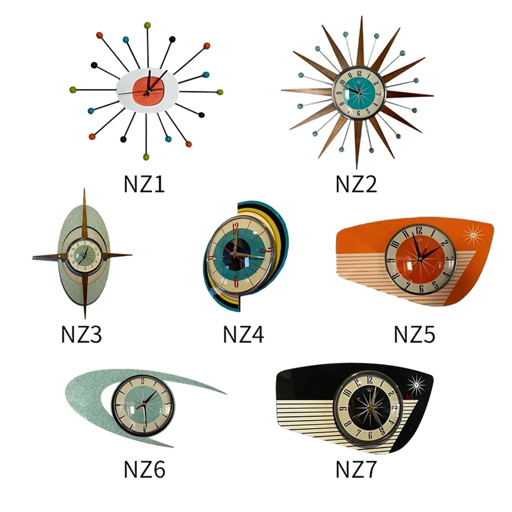 Jinaishop Handgefertigte Mid-Century Vintage Art Wanduhr Silent Clock – Bild 3