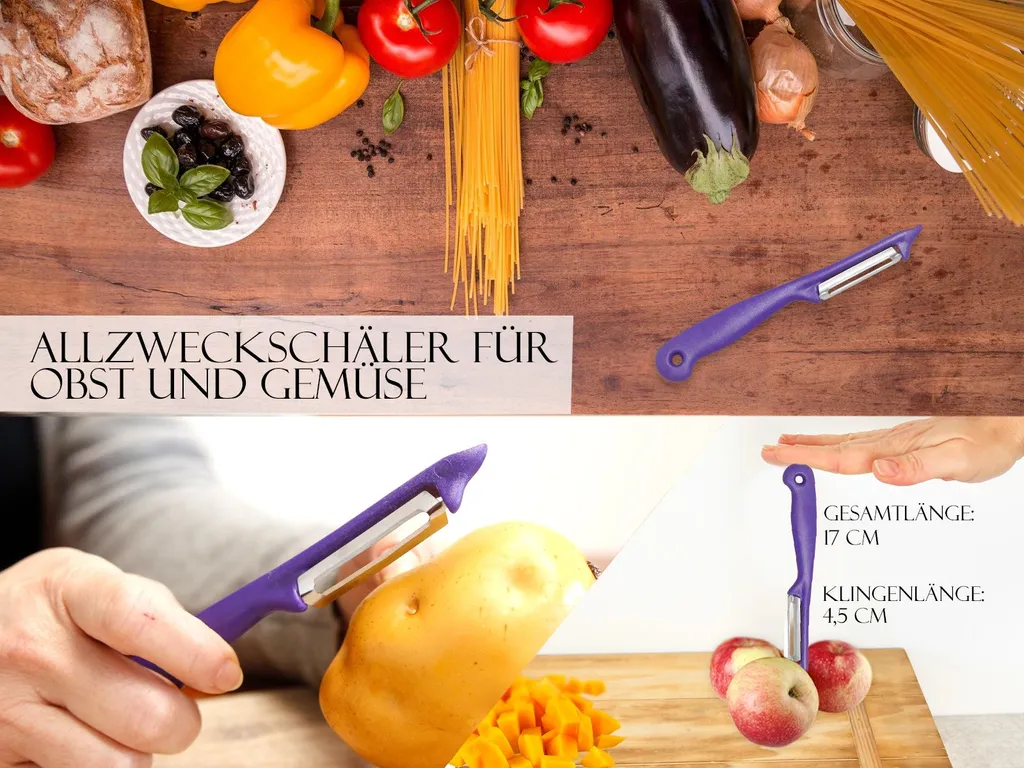 InstrumenteNRW Sparschäler 2er Set Schäler Obst Gemüse Mit Rostfreier Scharfer Pendelklinge Universalschäler Für Rechts Und Linkshänder Allzweckschäler Zum Schälen Von Obst Gemüse Spülmaschinen Geeignet – Bild 3