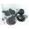 Creatable Porzellanhaus CreaTable 23211 Tafelservice Elements Collection Vesuvio Black Für 4 Personen, Steinzeug, Schwarz/grau (1 Set, 12-teilig)