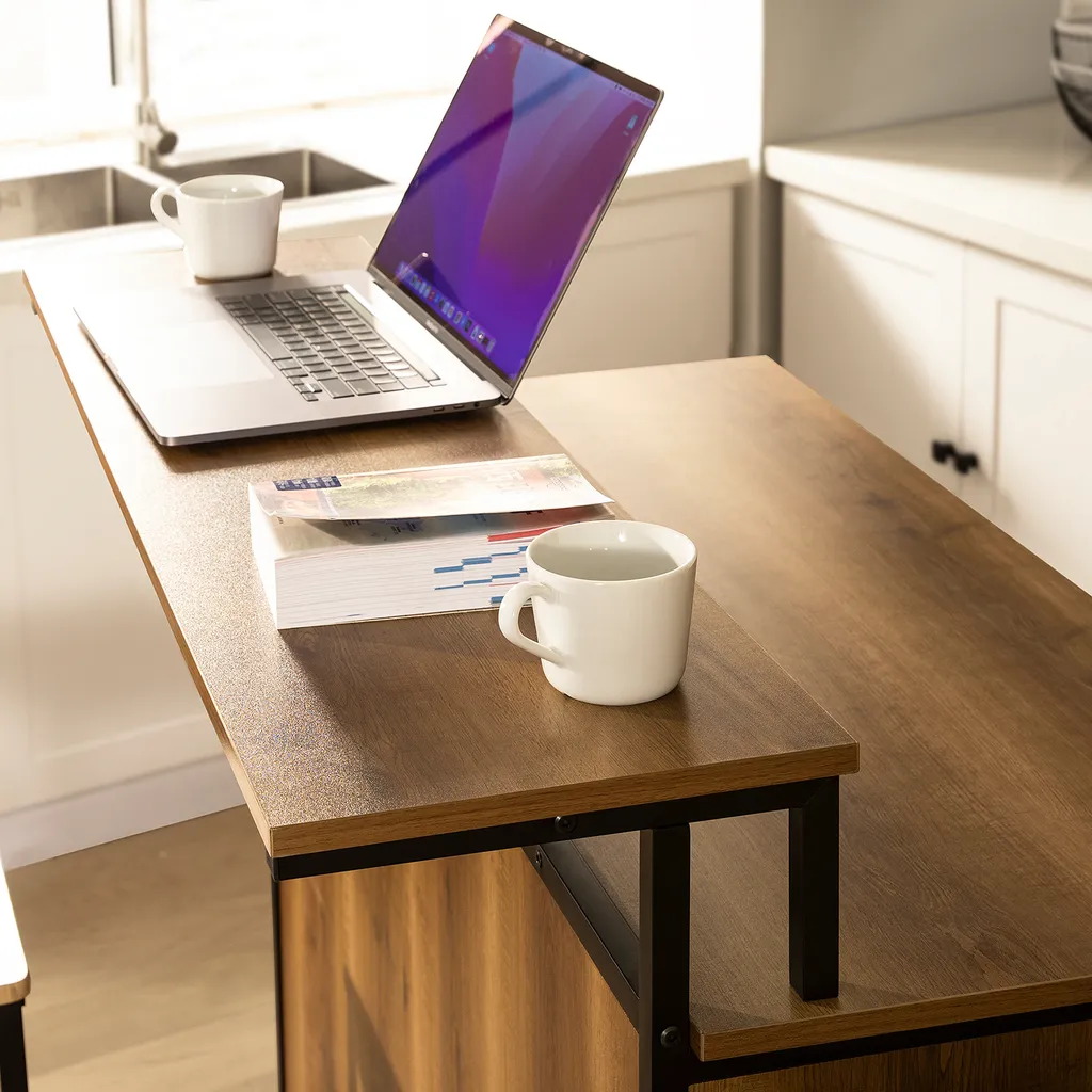 SoBuy KNL02-PF Design Küchenwagen Mit Arbeitsplatte Kücheninsel Küchenschrank Sideboard Auf Rollen Küchentrolley Vintage BHT Ca.: 113x106x69cm – Bild 6