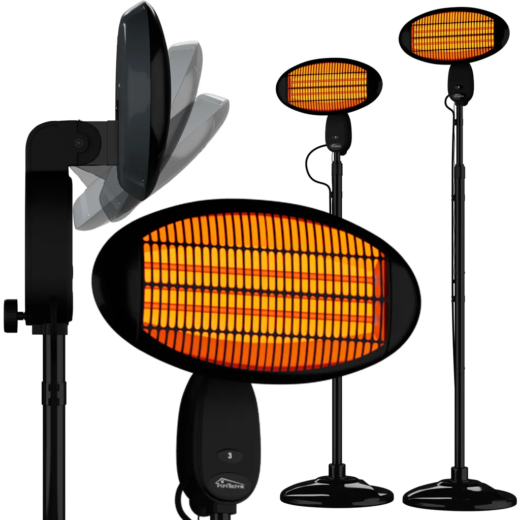 TroniTechnik Quartz-Heizstrahler Mit 3 Stufen, Verstellbarer Teleskopstange Und Kopf – Bild 7