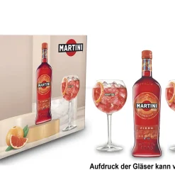 Martini Fiero Geschenkset - Fiero Wermut 0,75l (14,4% Vol) + Martini Royale Ballon Cocktail Glas Set - 2x Gläser 47cl - [Enthält Sulfite]