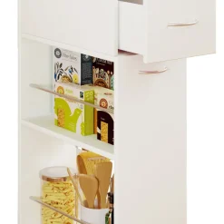 VCM Küchenwagen Servierwagen Rollwagen Nischenschrank Rollbar Rollen Tusal Schublade Weiß