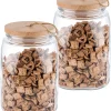 APS 2er Set Vorratsglas -WOODY- /// 14 X 14cm, H: 21 Cm /// Glas, Kiefernholz, Silikon /// 2,5 Liter /// 67514