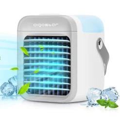 Aigostar Mini Luftkühler Mit Wassertank, Nebel Top Fill Luftbefeuchter 300 Ml Mit 3 Windstufen & 7 Nachtlicht Und Duft-Diffusor, Für Schlafzimmer, Baby, Büro,imFreien