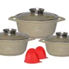 Platinum Cookware Collection Kochgeschirr 6 Tlg Topf Induktion Alu Guss Topf Kochtopfset Silikongriffe Beige