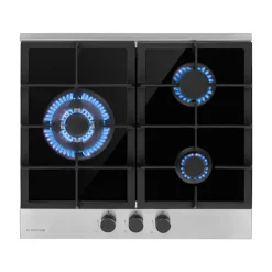 Klarstein Alchemist 3 Gaskochfeld , 6,2 KW , 3-flammig Aluminium-Brenner , Glaskeramik , Elektrische Zündung , Inkl. Schlauch Und Druckminderer