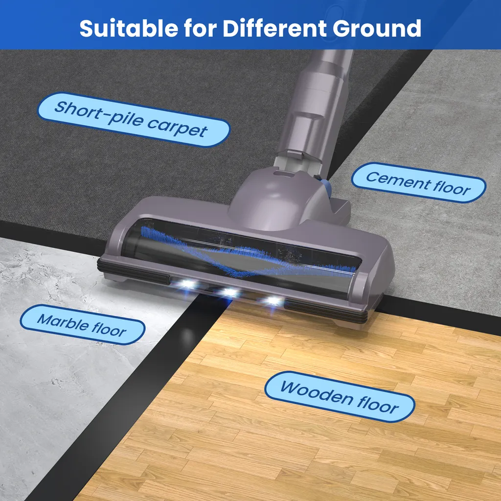Greenote Akku Staubsauger, 23000PA Staubsauger Kabellos 4 In 1, 200W Mit Doppeltem Digitalmotor LED Elektrobürste Staubsauger, Bis Zu 35 Minuten, Leiser Handstaubsauger, Für Tierhaar Teppich Autos – Bild 4