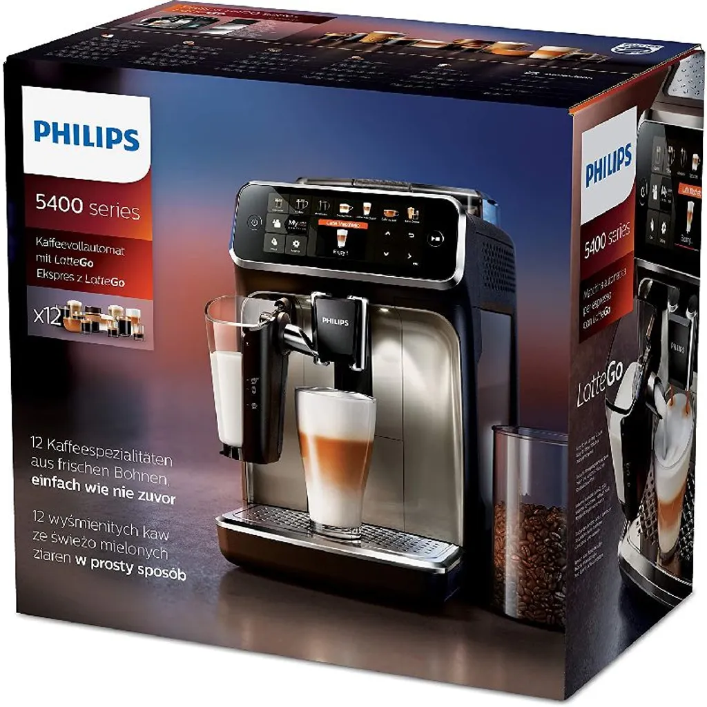 Rubies Does Not Apply Philips Series 5400 Kaffeevollautomat – Lattego Milchsystem, 12 Kaffeespezialitäten, Intuitives Display, 4 Benutzerprofile, Chrom (EP5447/90), Chrom / Einzigartig – Bild 6