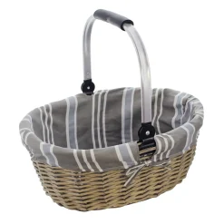 Frank-Flechtwaren Einkaufskorb 'Grau Gekalkt' Füllkorb Flechtkorb Natur Bügel Einkauf Flaschen