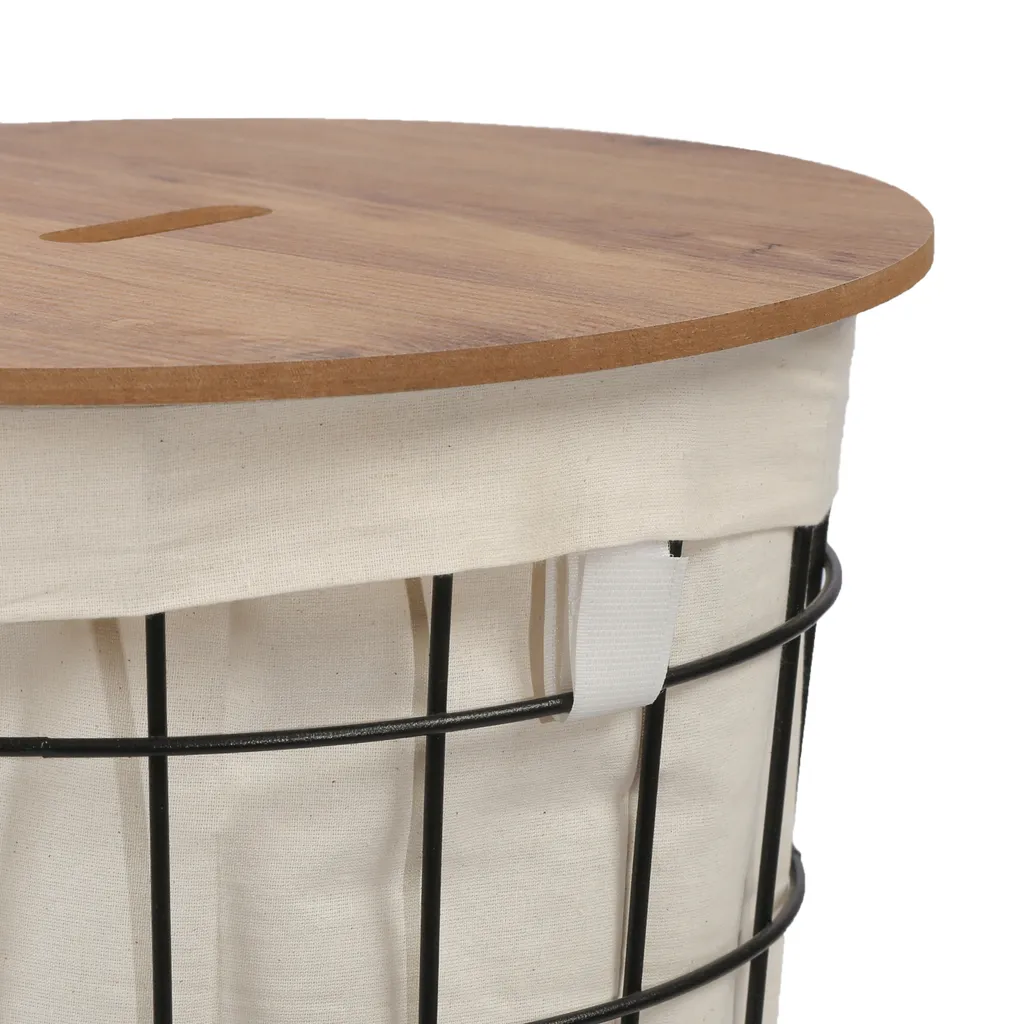 En.casa Wäschekorb ’Skive’ Mit Wäschesack 40 L Metall Schwarz – Bild 7