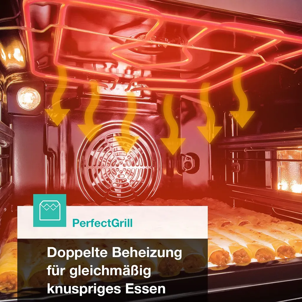 Gorenje Black Set 4 PYROLYSE Einbauherd - Set Mit Glaskeramik-Kochfeld Mit Edelstahlrahmen - 77L XXL Volumen - GentleClose - AirFry - PizzaMode - ChildLock - PerfectGrill - Teleskopauszüge - Schwarz – Bild 12