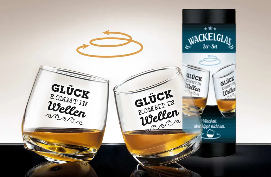 Gilde Handwerk Gilde Wackelglas " Glück " 2 Er Set Whiskyglas Trinkglas