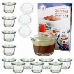 MamboCat 12er Set WECK Gugelhupf Glas Sturz-Form 165ml + 12x Glas-Deckel + Heft