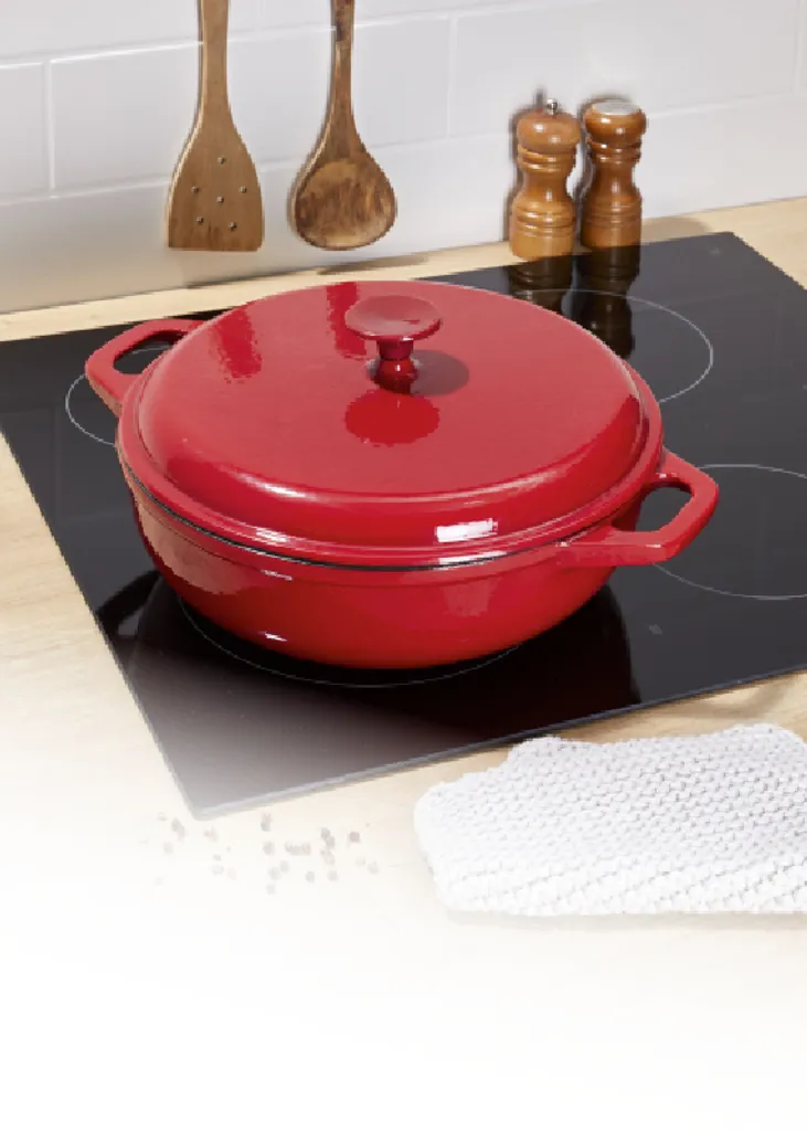 Juergen Klein ø30cm KING® Eisengusstopf / Eisengrussbräter / Farbe: Dunkel-Rot / Ca. 9cm Hoch – Bild 2