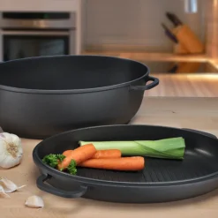 Haushalt International Universalbräter 7,5 L Alu-Gussbräter Multi-Grill-Bräter Deckel = Auflaufform