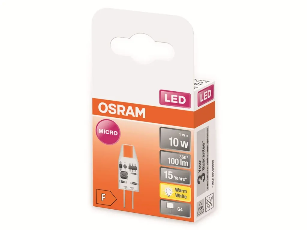 Osram LED Stiftsockelleuchte Micro 12V G4 1W Warmweiß, Klar – Bild 5