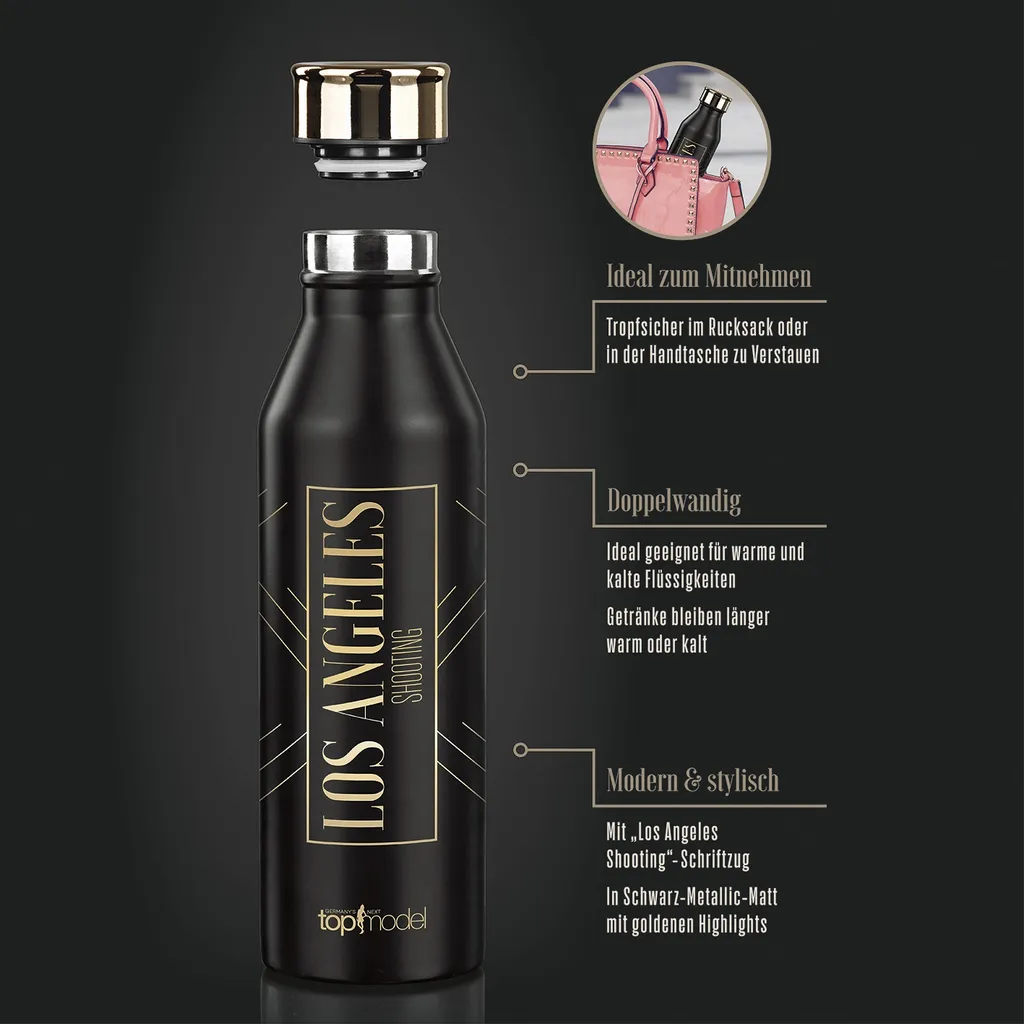 Maxxworld GNTM Germanys Next Topmodel Trinkflasche Wasserflasche Edelstahl Sport 600ml – Bild 5