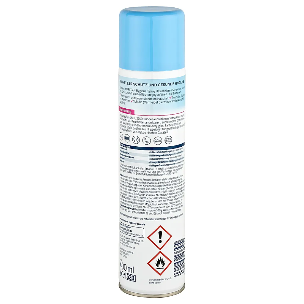 Brauns-Heitmann IMPRESAN Desinfektion Hygiene Spray Für Oberflächen & Textilien, 400 Ml, Größe:1er Pack – Bild 2
