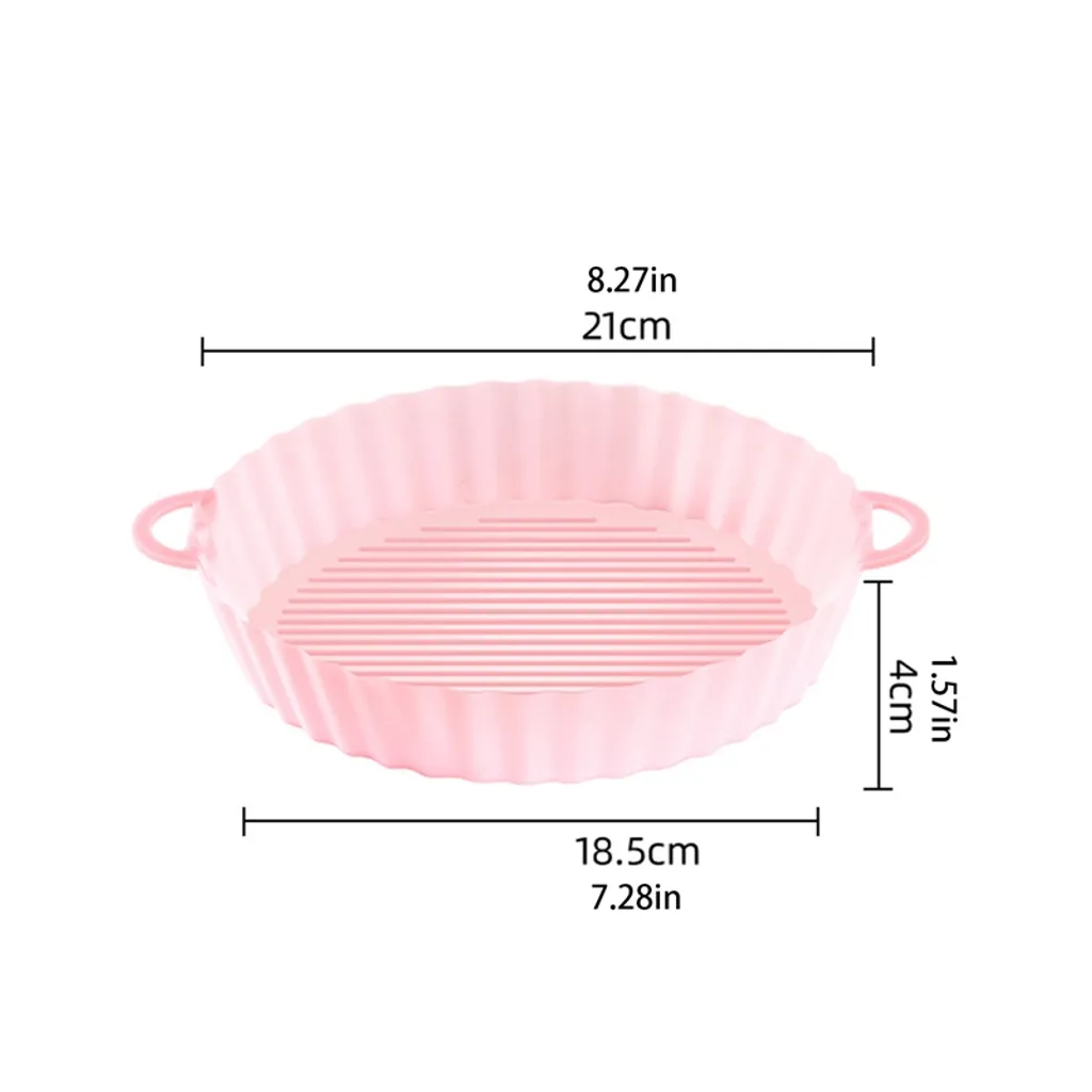 Qiangzhipow 2 Stück Air Fryer Silikon Topf Wiederverwendbar Ersatzeinlagen Korb Backofen Pad Hitzebeständige Backblech Fried Pizza Heißluftfritteuse Matte Blau 18,5*21*4cm – Bild 8