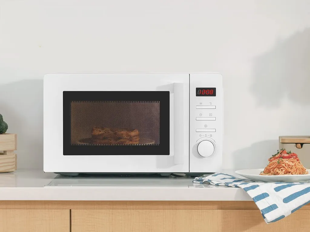 OKA Mikrowelle 20L, Solo-Mikrowelle Mit 8 Menüs/Timer/LED-Digitalanzeige/700W Grill/5 Leistungsstufen/Praktischer Auftaufunktion/Beleuchtung Im Innenraum – Bild 6