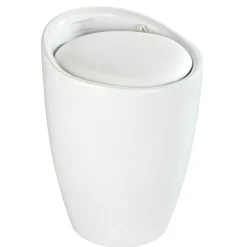 Wenko Hocker Candy White Matt, Mit Wäschesack