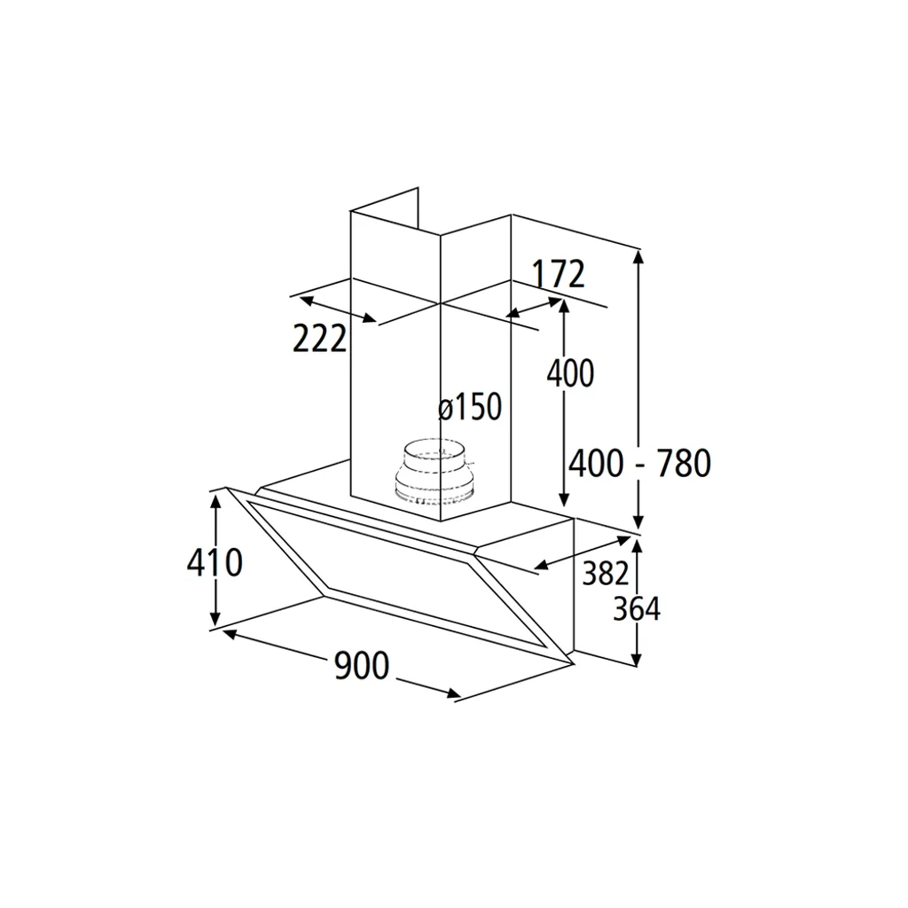 PKM Dunstabzugshaube Schräghaube Wandhaube Wandesse S33-90A+WTH 90cm Weiß – Bild 5
