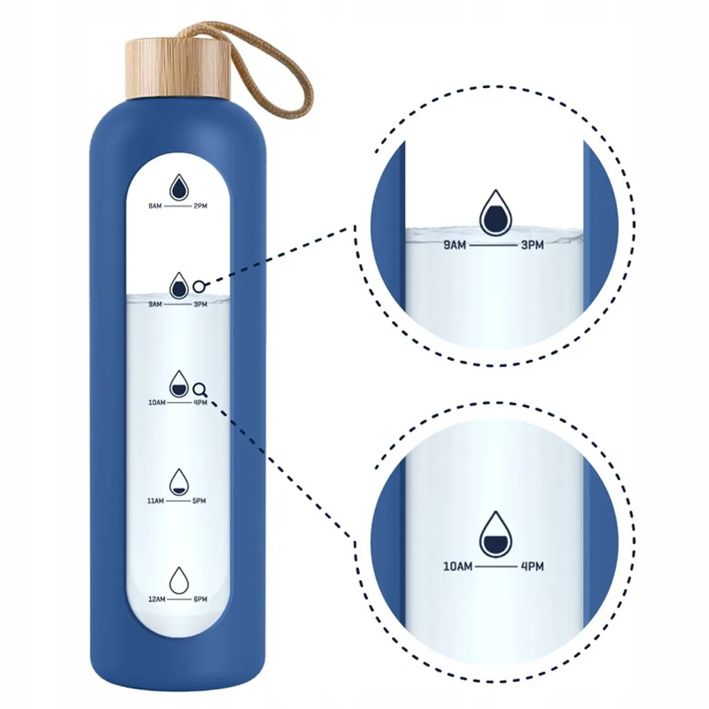 Wessper Set: AquaMax Crystalline 2.5L Glaskrug Mit Filter + ActiveMax Crystalline 1L Glas-Incentiveflasche Mit Silikonhülle Blau – Bild 6