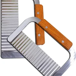 Mmgoqqt Kartoffelschneider Pommes Frites Schneider Wellenschneider Edelstahlklingen Mit Holzgriff Küchenwerkzeuge Gemüse Kartoffel Zwiebel Schneidewerkzeug (2 Stück)