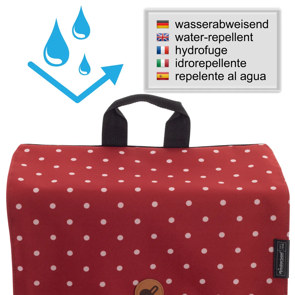 Andersen Shopper Royal Alu Klappbar Mit 3-Speichenrad Ø 25cm Und 45 Liter Tasche Malit Rot Mit Kühlfach – Bild 3