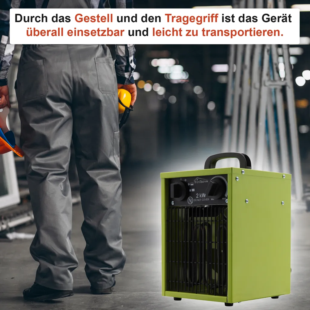 Tronitechnik TT-EIH-152 Heizgerät Heizlüfter Heizung 2.000 Watt, Tragegriff, Stahl, Stufenlose Thermosteuerung – Bild 8