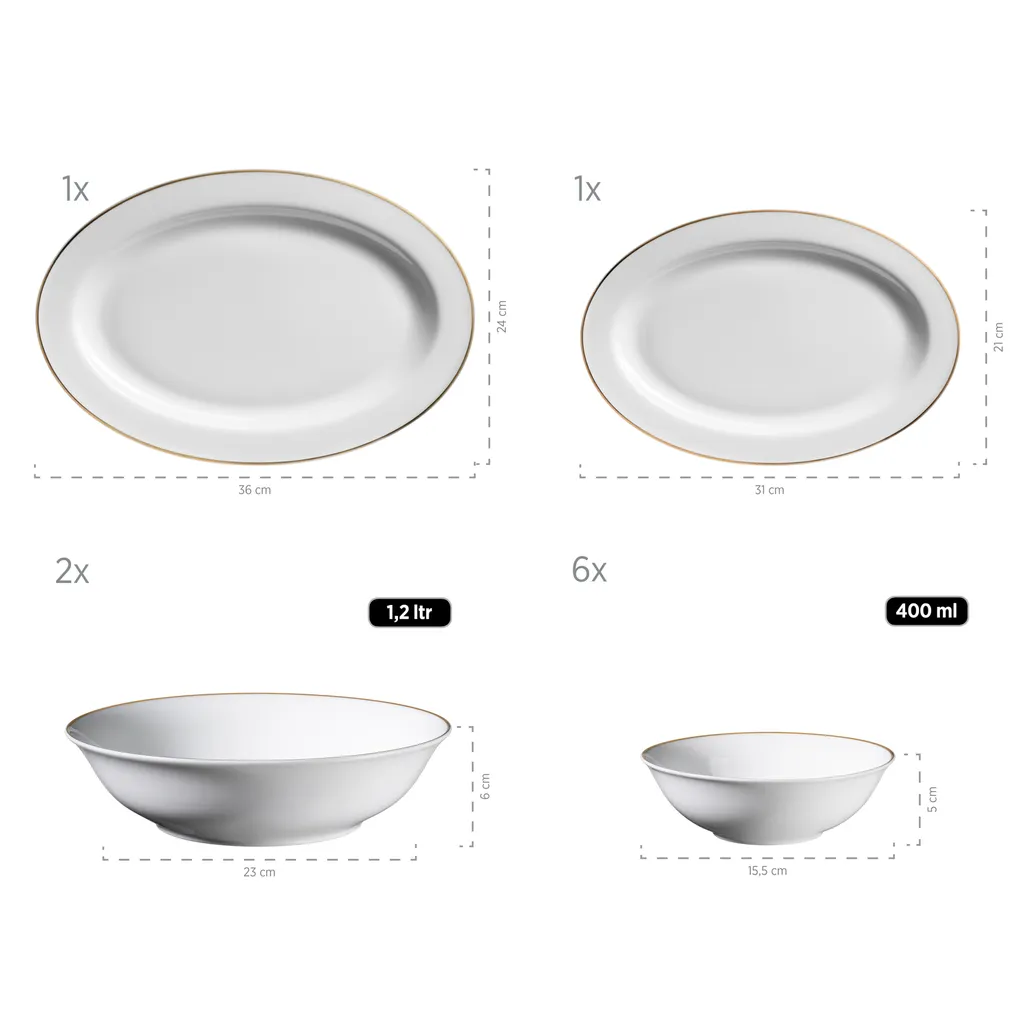 Maeser Mäser 931735 Kombiservice Professional Dining Für 6 Personen, Porzellan, Weiß (1 Set, 24-teilig) – Bild 10