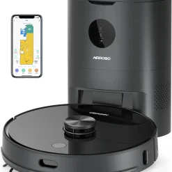 AIRROBO Saugroboter T10+ Saugroboter Mit Wischfunktion WLAN Staubsauger Roboter Mit Automatischer Absaugstation, Laser Navigation, Alexa-App-Steue Rung, 250Min Laufzeit, 2700Pa Saugkraft Für Tierhaare, Mit Beutel, 360° Kollisionsschutz - 23 Sätze Von Sensoren, Fall-Prävention -4 Sätze Von, Nidec Bürstenloser Motor, Niedriger Geräuschpegel - 62 DB (A), Großer Staubsaugerbehälter - 300ml