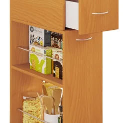 VCM Küchenwagen Servierwagen Rollwagen Nischenschrank Rollbar Rollen Tusal Schublade Buche