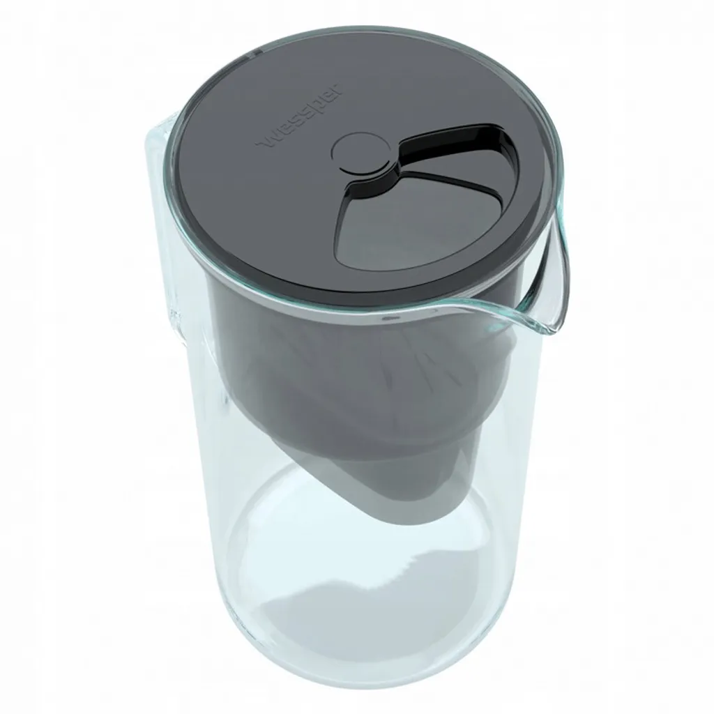 Glas Wasserfilter Wessper 2,5 L Mit 10 Filterkartuschen, Kompatibel Mit Brita Maxtra Schwarz – Bild 2