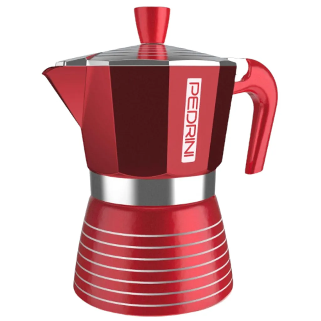 ESPRESSOKOCHER Aluminium Für 3 Tassen Espresso Maker PEDRINI INFINITY RED