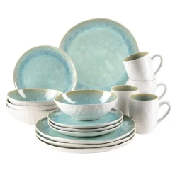 Maeser Mäser 931975 Kombiservice Frozen Für 4 Personen, Steinzeug, Grün (1 Set, 16-teilig)