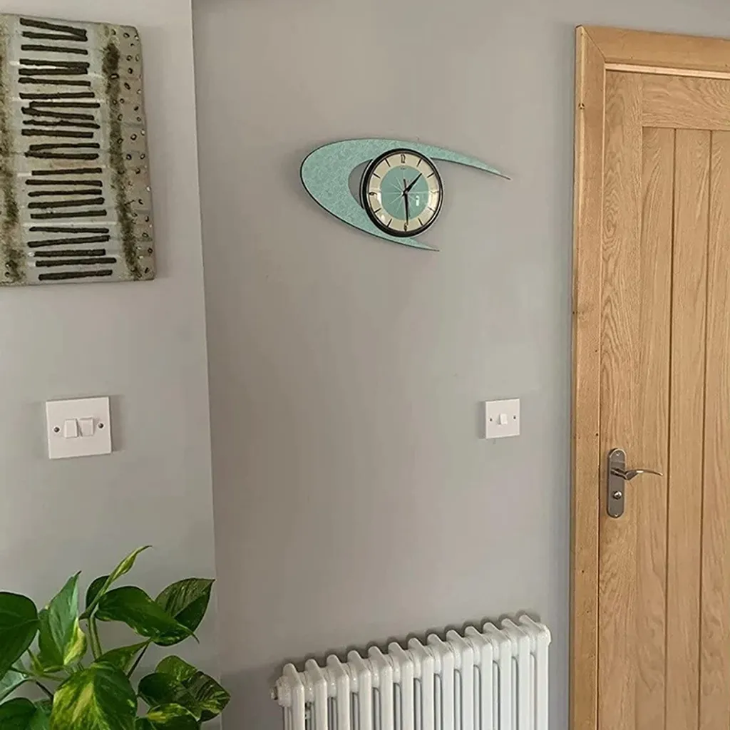Jinaishop Handgefertigte Mid-Century Vintage Art Wanduhr Silent Clock – Bild 2