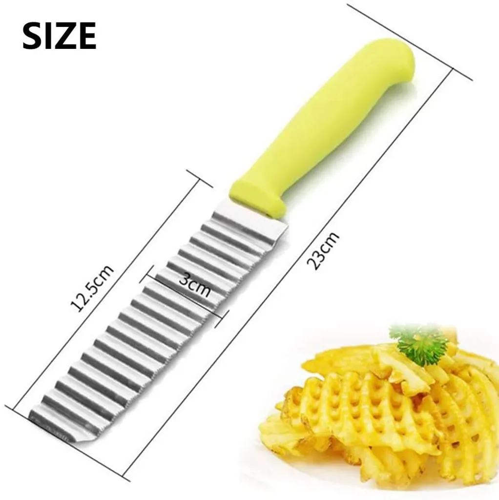 Mmgoqqt Kartoffelschneider Mehrzweck Gemüseschneider Riffelmesser Crinkle Cutter Kartoffel Salat Kinder Pommes Schneider Gerät Pommes Chips Kartoffelchips Schneider Crinkle Cutter – Bild 5