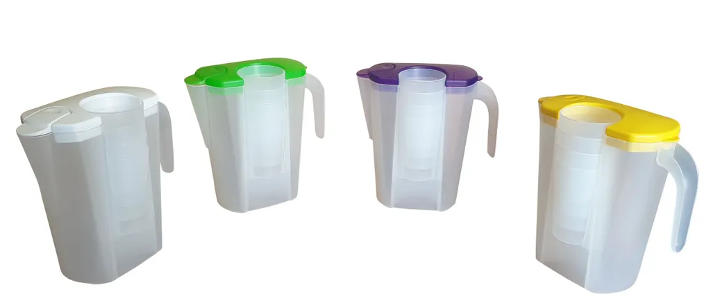 Rival Saftkrug Mit 4 Trinkbechern Pendel-Ausguss Karaffe Mit Deckel Saftkanne, Farbe:gelb